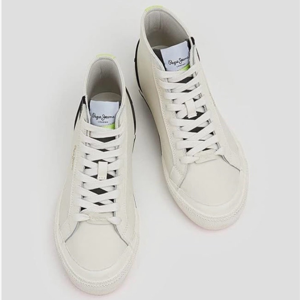 Pepe Jeans Women's Kenton Vintage Boot Trainers Sneakers Shoes Cream Size 7.5